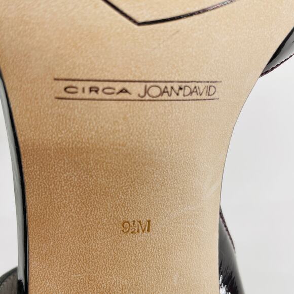 CIRCA JOAN & DAVID Wine Patent Leather Sandals Slingback Stiletto Heels 9.5 - Picture 11 of 12